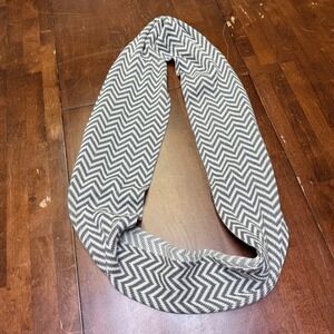 Eileen‎ Fisher Organic Cotton Chevron Knit Infinity Scarf Gray White